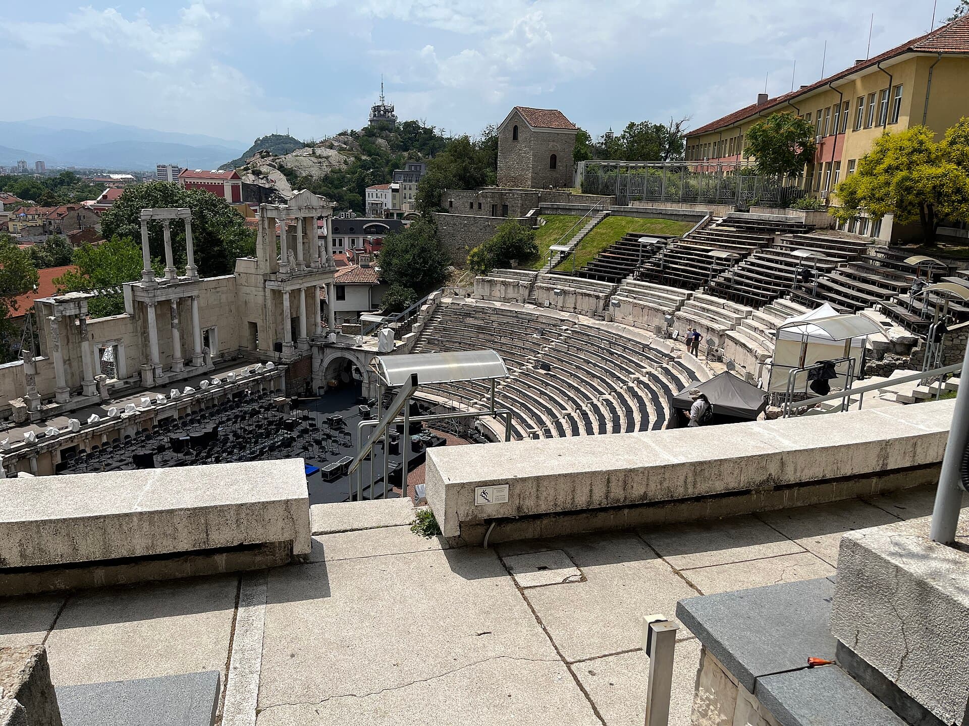 The Ancient Theatre of Plovdiv, with its restored marble seating and columns